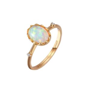 Retro Imitation Opal Gold-plated Ring