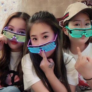 Double-colored Neon Luminous Glasses Flashing Eyeglass Party Wire LED Light Glasses Halloween Fluorescent Glowing Glasses Party